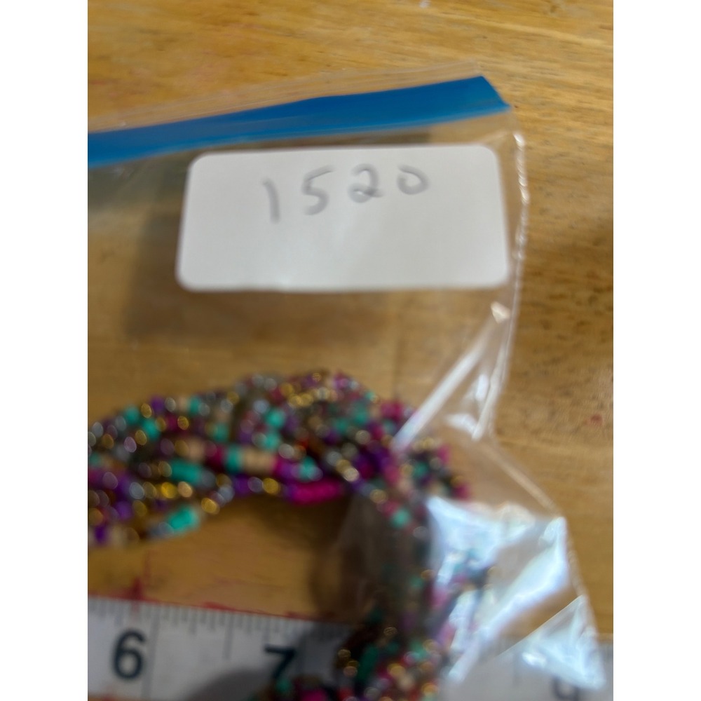 Handmade Multi Strand Braided Seed Bead Bracelet Colorful Boho Chunky - Picture 5 of 5